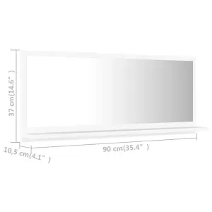 Berkfield Bathroom Mirror White 90x10.5x37 cm Engineered Wood