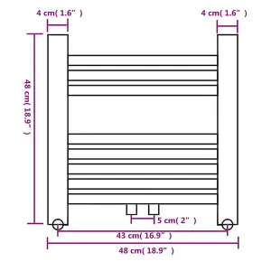 Bathroom Central Heating Towel Rail Radiator Straight 480 x 480 mm