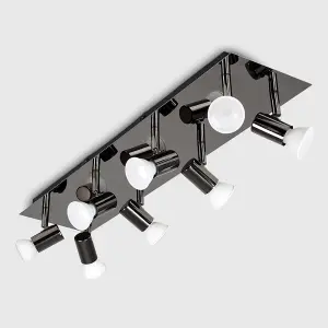 ValueLights Consul Modern Rectangular Black Chrome Plate 8 Way Adjustable GU10 Ceiling Spotlight