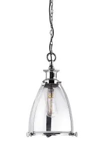 Luminosa Ceiling Pendant Light Clear Glass, Polished Nickel, E27