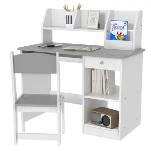 ZONEKIZ Kids Desk and Chair Set with Storage, for Ages 5-8 Years