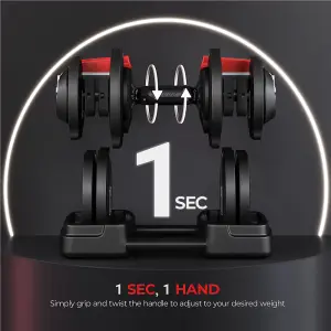 Yaheetech 3-in-1 18KG Quick-Adjust Dumbbell Weight Set with Anti Slip Handle