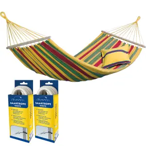 Amazonas Aruba Single Spreader Bar Weatherproof Garden Hammock With Tree Fixings - Vanilla