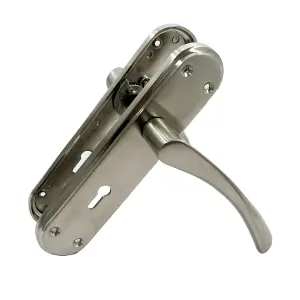 Genova Door Handles Satin Twist Lever Lock Marina Backplate