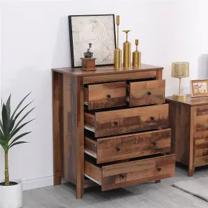 FurnitureHMD Chest of Drawers, 5-Drawer Organiser Unit,Wooden Storage Cabinet,Industrial Style