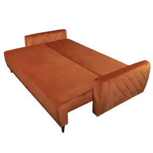 Roma 3 Seater Sofa Bed with Storage - Copper (VELUTTO33)