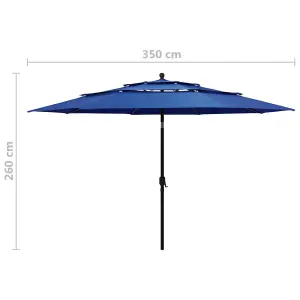 Berkfield 3-Tier Parasol with Aluminium Pole Azure Blue 3.5 m