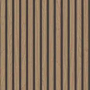 Belgravia Décor Wood Slat Walnut Textured Wallpaper