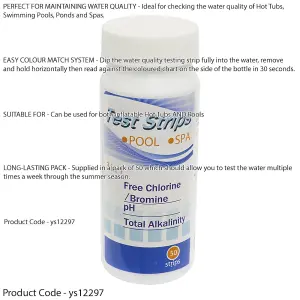 3-in-1 Test Strips for Swimming Pool and Hot Tub Water Quality