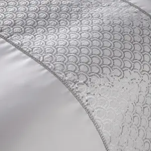 Catherine Lansfield Deco Sequin Duvet Cover Set with Pillowcases White