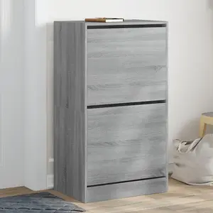 Berkfield Shoe Cabinet with 2 Flip-Drawers Grey Sonoma 60x42x108 cm