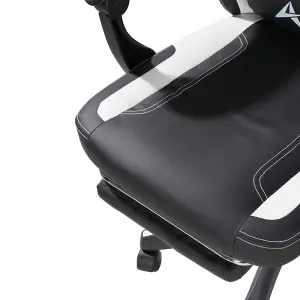 Alivio 360 Swivel Gaming Chair with Footrest Lumbar Support Back Support - White & Black