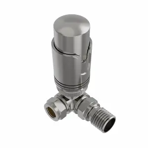 Rinse Bathrooms Corner Thermostatic Radiator Valve Corner TRV Satin Nickel