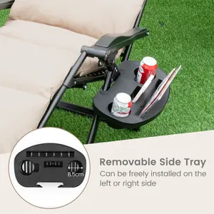 Costway Patio Metal Zero Gravity Chair Outdoor Folding Recliner with Removable Cushion