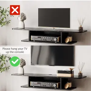 HOMCOM Wall Mounted TV Stand Entertainment Unit with Storage Shelf, Black