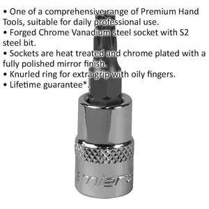 Premium T27 TRX Star Socket Bit - 1/4 Inch Drive with S2 Steel and Knurled Grip