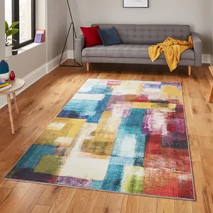 Multi Modern Easy to Clean Abstract Rug For Dining Room Bedroom Living Room-150cm X 230cm