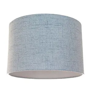 Contemporary and Sleek Blue Textured Linen Fabric Drum Lamp Shade 60w Maximum