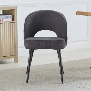 Set of 2 Messina Fabric Dining Chairs - Dark Grey