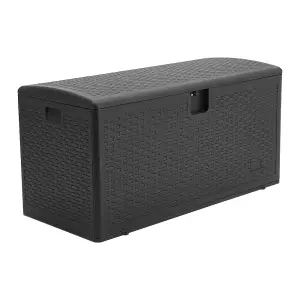 Waterproof Plastic Garden Storage Box Rattan Effect  Large Outdoor Garden Storage Box,Black,375 L