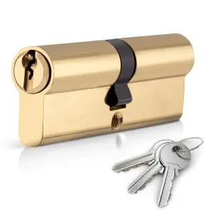 XFORT Brass 40/40 Euro Cylinder Lock (80mm), Euro Door Barrel Lock with 3 Keys