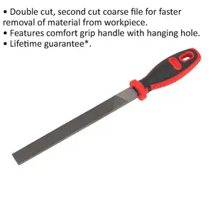 200mm Double Cut Flat Engineers Hand File with Comfort Grip