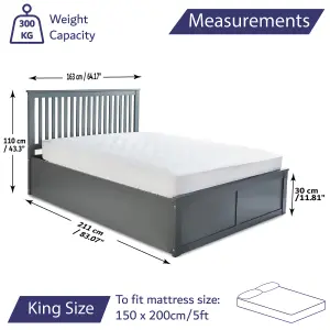 Grey KING SIZE Wooden Ottoman Bed Frame