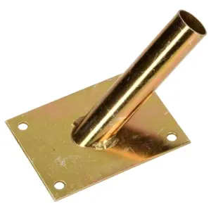 Single Flag Pole Holder - Wall Mounted Flag Pole Bracket, Galvanised (Gold), Rust and Weather Resistant, Heavy Duty