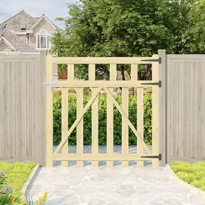 Durable Wooden Pedestrian Gate for Garden Fence and Entrance 120cm W x 120cm H