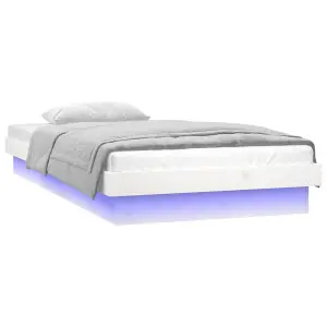 Berkfield LED Bed Frame without Mattress White 100x200 cm Solid Wood