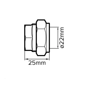 Brass Compression Stop end (Dia)22mm, Pack of 10