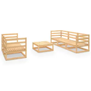 6 Piece Garden Lounge Set Solid Pinewood