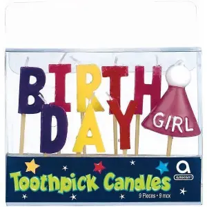 Amscan Girl Birthday Pick Candles (Pack of 9) Multicoloured (One Size)