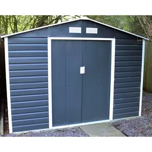  9.1 ft. W x 10.5 ft. D Metal Pent Garden Shed Grey