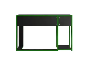 Ryker Gaming Desk Computer Table Workstation, Black With Green Trim