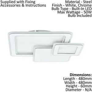 Wall Flush Ceiling Light Colour White Chrome Shade White Plastic Bulb LED 50W