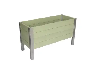 Winawood Wood Effect Rectangular Raised Planter - Duck Egg Green