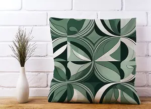 Geometric Green Black Cushions 45cm x 45cm