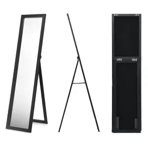 Costway Full-length Wood Frame Mirror Freestanding/Wall Mounted Mirror for Cloakroom