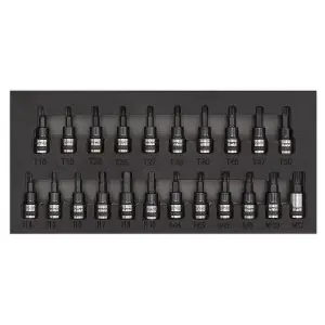 Sealey TRX-Star/Hex/Spline Socket Bit Set 22 Pcs 3/8" Drive Black Series AK7985