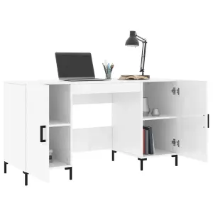 Berkfield Desk High Gloss White 140x50x75 cm Engineered Wood