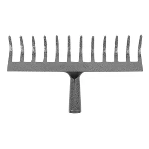 Hardys Soil, Gravel, Leaves & Garden Rake Head - Carbon Steel & 12 Tines, Fits Most Poles, Screw Hole for Secure Fit, 30cm Wide