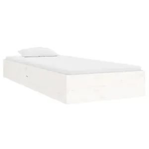 Berkfield Bed Frame White Solid Wood 75x190 cm Small Single