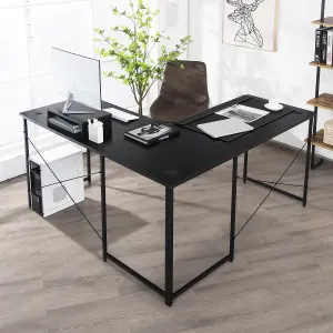 Costway L-Shaped Corner Computer Desk Reversible Study Writing Desk Workstation Home Office Laptop Black