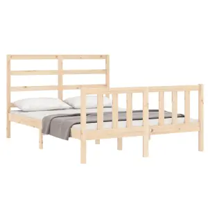 Berkfield Bed Frame with Headboard Small Double Solid Wood