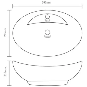 Belfry Bathroom Pearlene 390mm W Ceramic Oval Sink with Overflow Dark Green