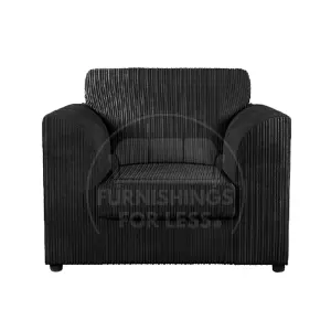 Luxor Jumbo Cord 3 + 1 + 1 Fabric 3 Piece Sofa Suite - Scatter Back Black