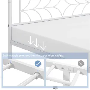 Yaheetech White 4ft6 Double Metal Bed Frame with Sparkling Star Design Headboard and Footboard