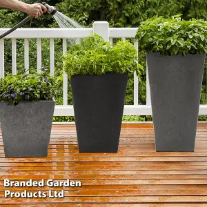 Garden Planter Sonata Decorative Self Watering Flower Pot Recycled Rubber Weatherproof Indoor Outdoor (Slate 50cm x2)