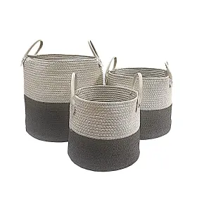 Cotton Rope Woven Storage Basket Collapsible Laundry Basket Nursery Organiser Dark Grey Large 38x38x42 cm